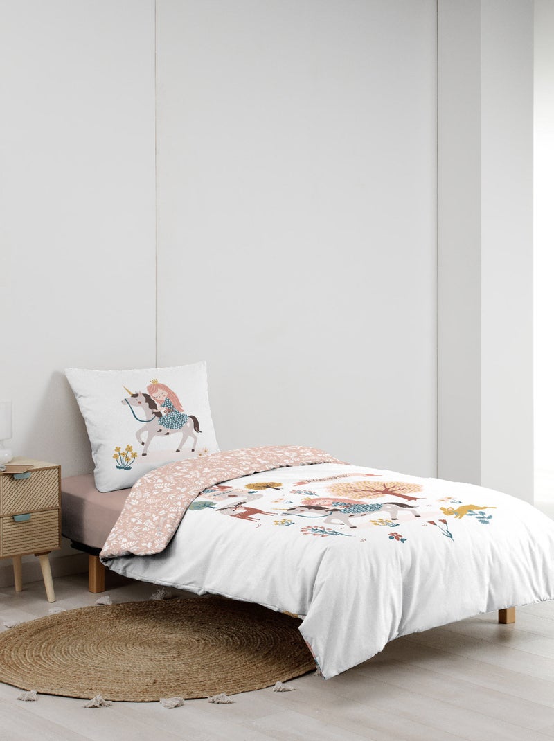 Housse de couette + taie Lilibel et sa licorne Blanc - Kiabi