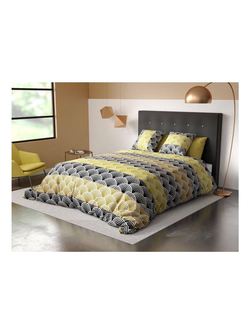 Housse de couette + taie microfibre Art hiko Jaune - Kiabi