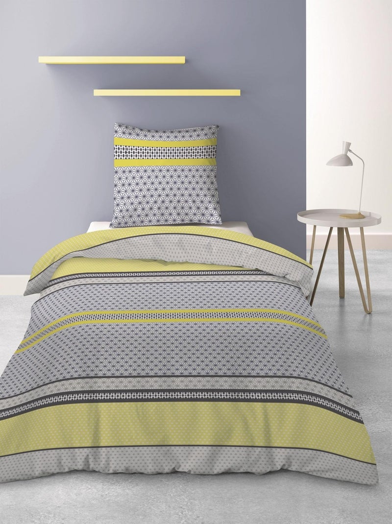 Housse de couette + taie microfibre Geovax Vert - Kiabi