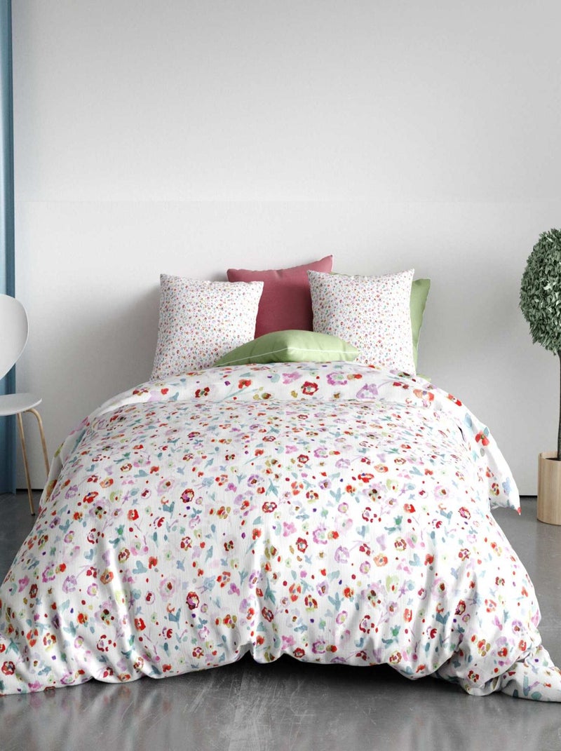 Housse de couette + taie microfibre liberte de fleur Blanc - Kiabi