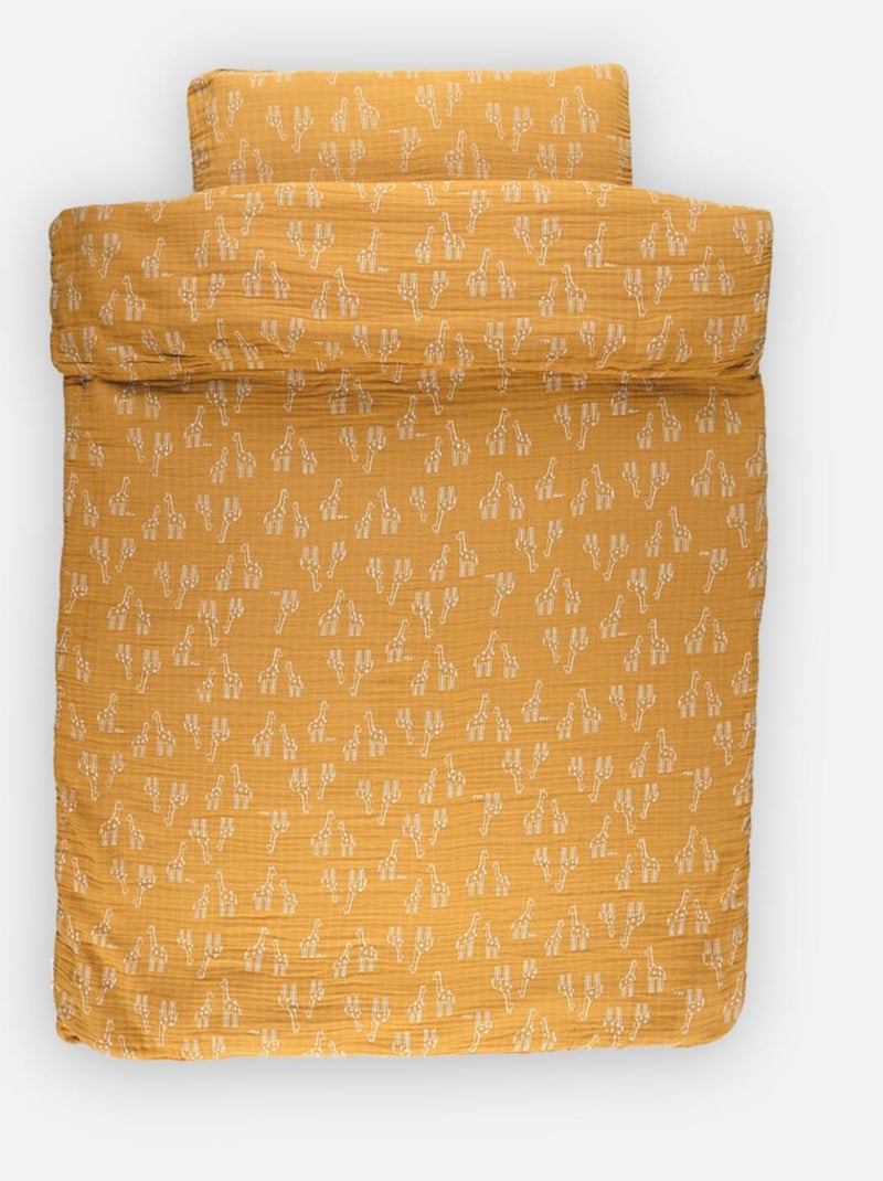 Housse de couette + taie Mix & Match ocre (100 x 140 cm) Jaune - Kiabi