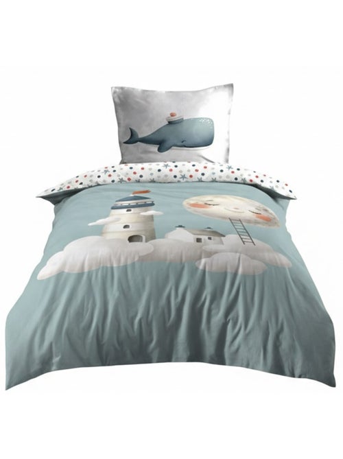 Housse de couette + taie Moby la baleine - Kiabi