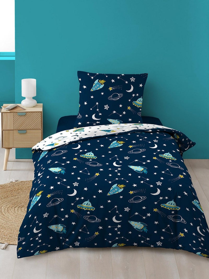 Housse de couette + taie Petit homme de l'espace Bleu - Kiabi