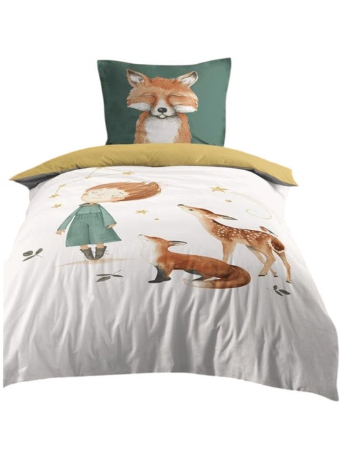 Housse de couette + taie Renard et animaux - Kiabi