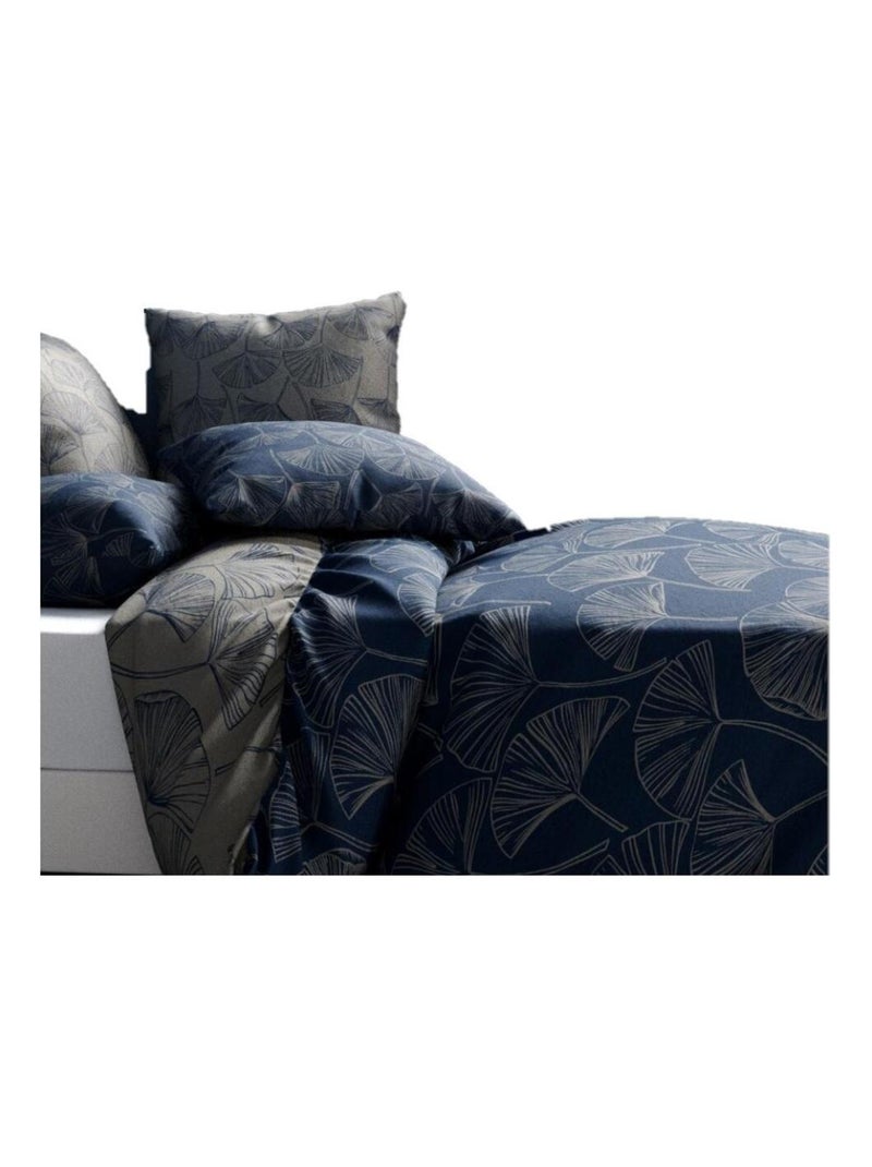 Housse de couette + taie reversible Feuilles edo Bleu - Kiabi