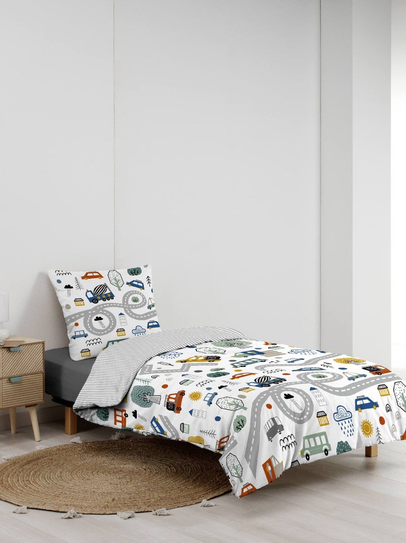 Housse de couette + taie Vehicule enfant Blanc - Kiabi