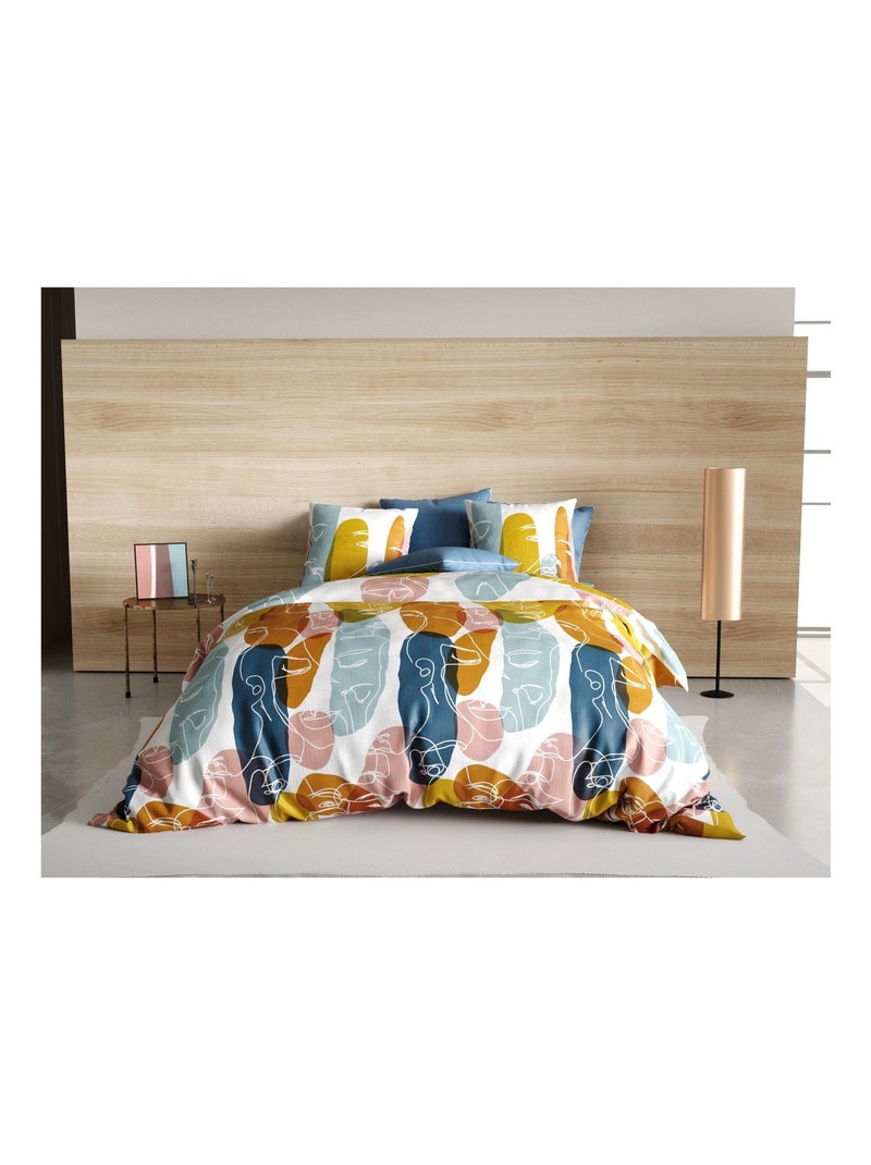 Housse de couette + taie visage Paloma Jaune - Kiabi