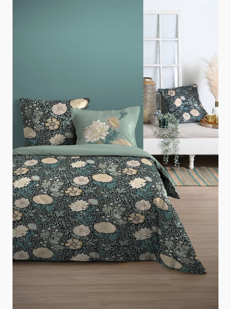 Housse de couette + taies 240x260cm Bouquet Vert - Kiabi