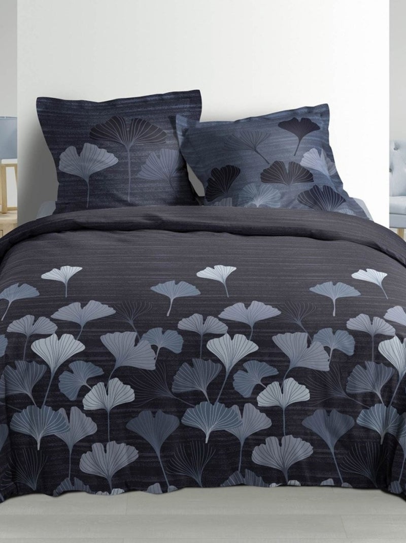 Housse de couette  + taie(s) Alix coton percale 78 fils Gris - Kiabi