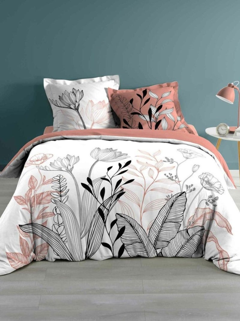 Housse de couette  + taie(s) Amelina rose coton 57 fils Rose - Kiabi