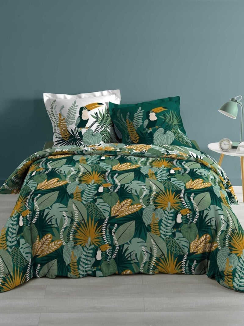 Housse de couette  + taie(s) Brazilia coton 57 fils Vert - Kiabi