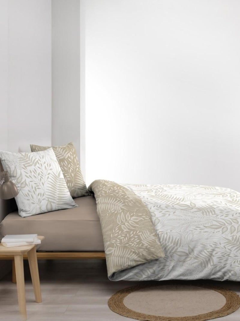 Housse de couette  + taie(s) Cassia coton 57 fils Beige - Kiabi