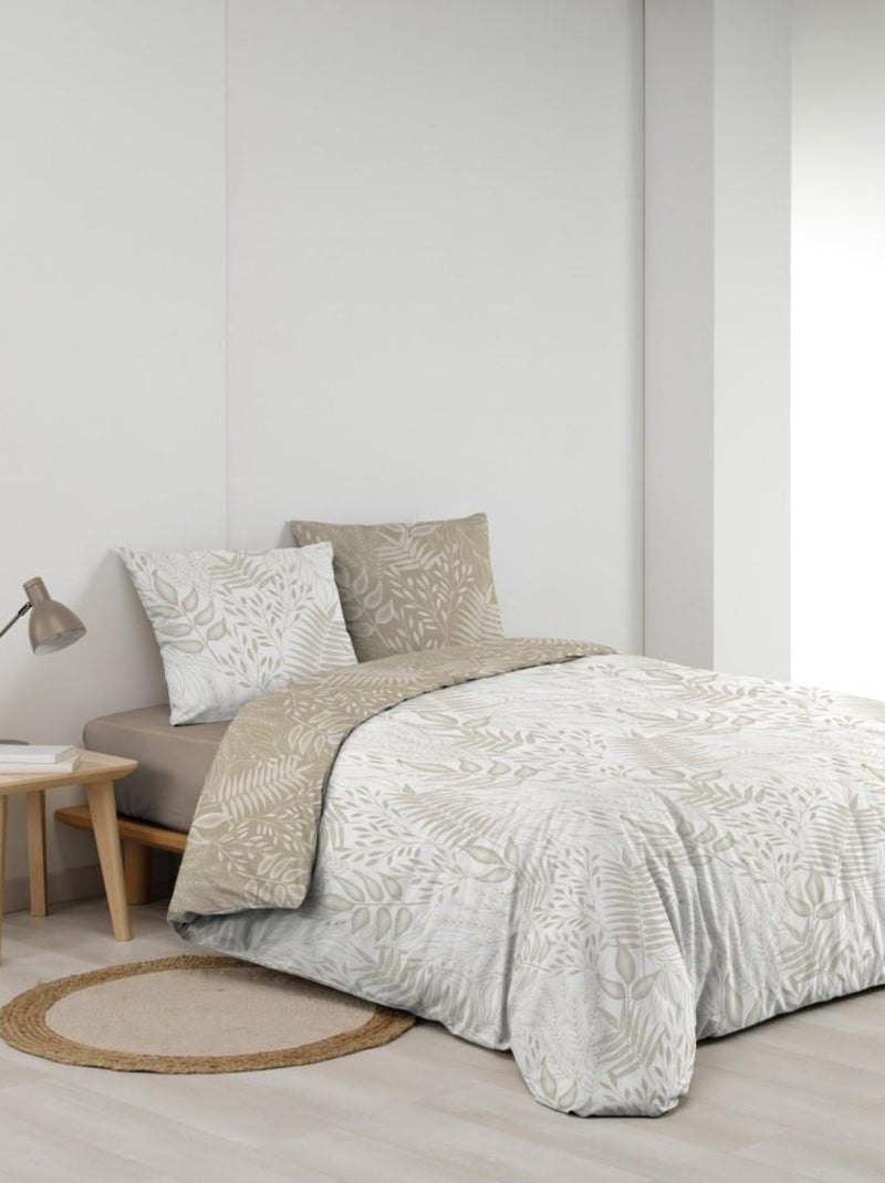 Housse de couette  + taie(s) Cassia coton 57 fils Beige - Kiabi