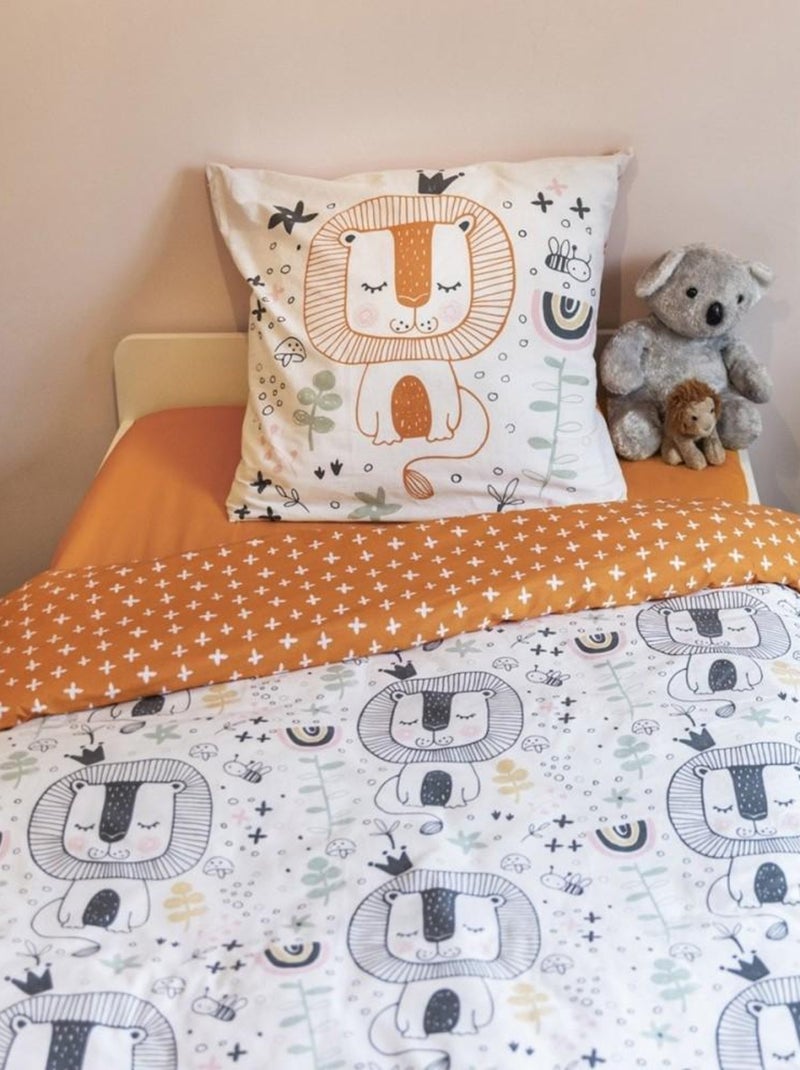 Housse de couette  + taie(s) Charlie coton 57 fils Jaune - Kiabi