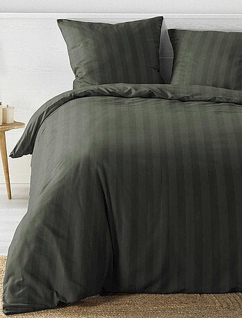Housse de couette + taie(s) Cléo kaki microfibre