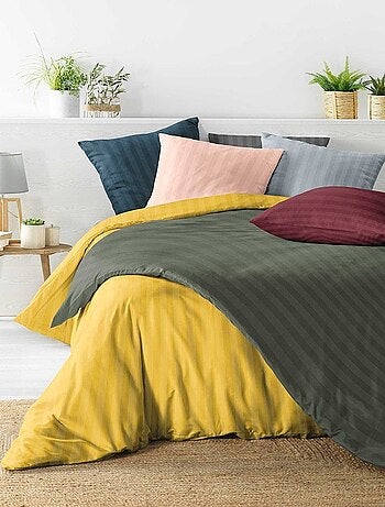 Housse de couette + taie(s) Cléo kaki microfibre
