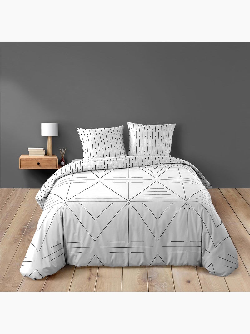 Housse de couette + taies Collection Etna Blanc - Kiabi