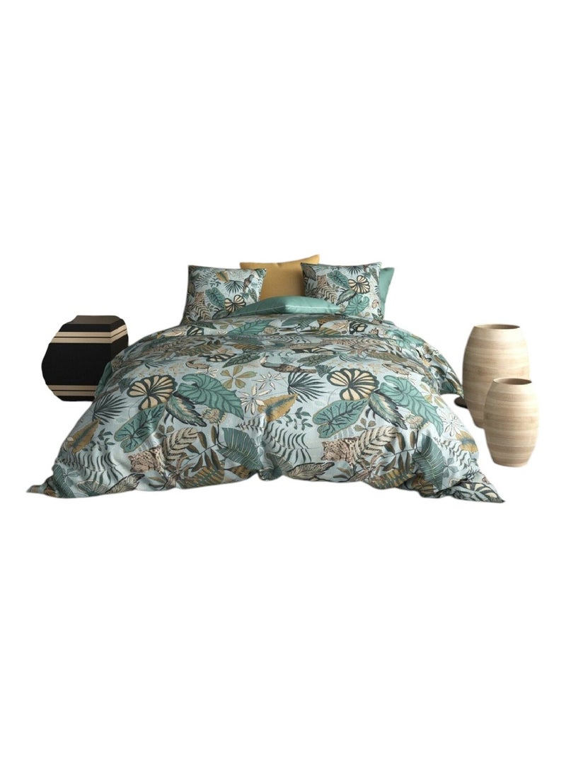 Housse de couette +  taies Collection Feuille de cancun Vert - Kiabi