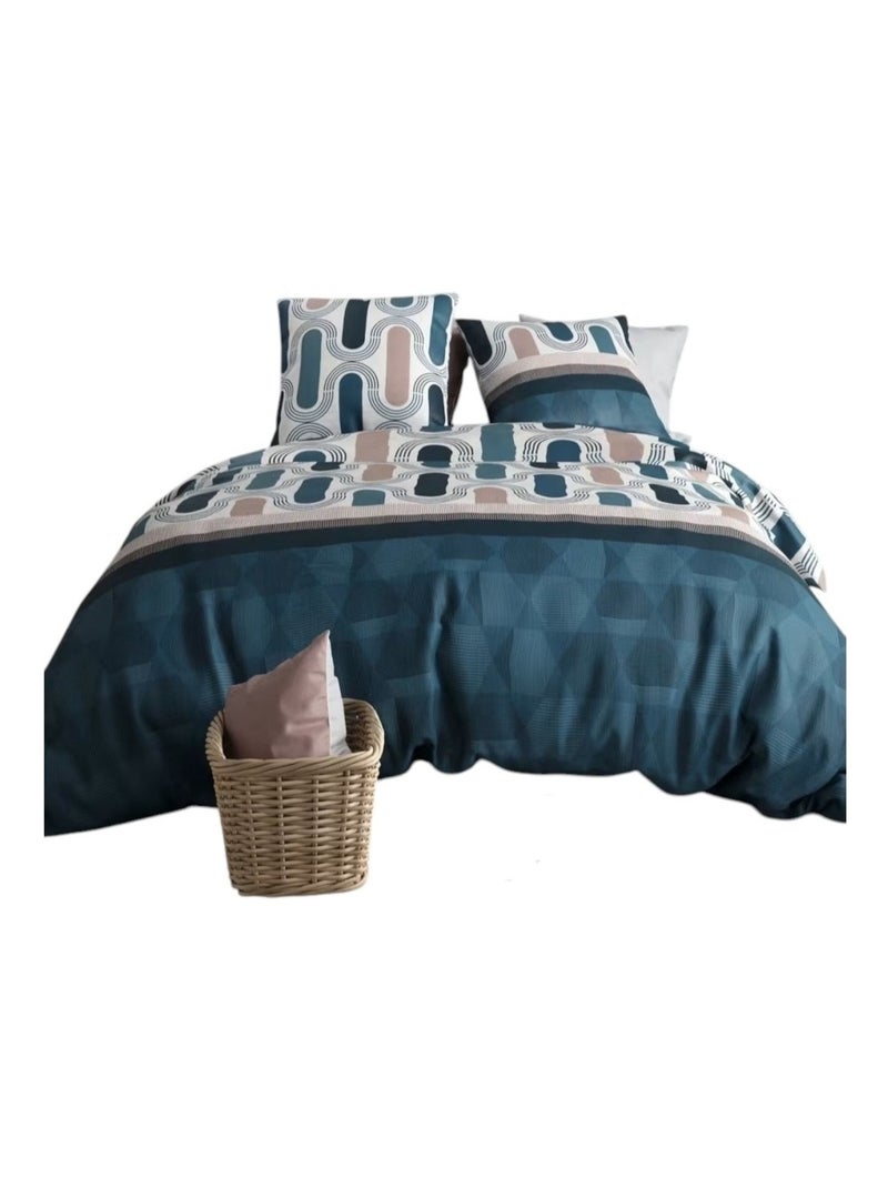 Housse de couette +  taies Collection Geomistri Bleu - Kiabi
