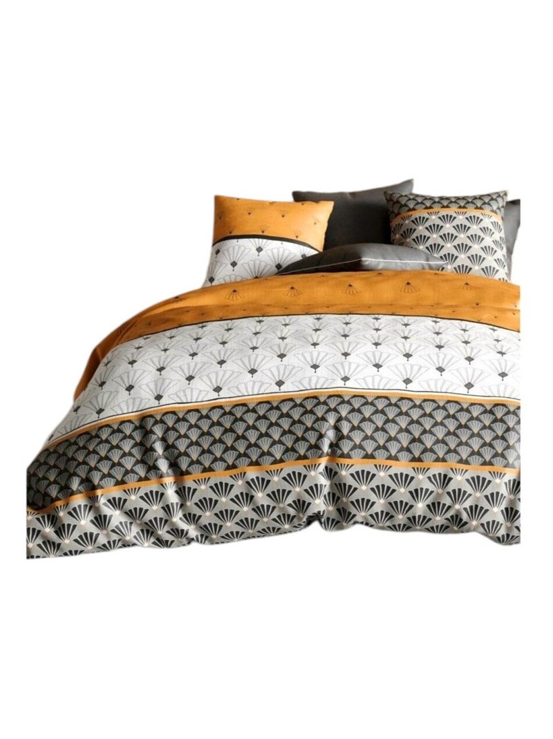 Housse de couette +  taies Collection Leho Jaune - Kiabi