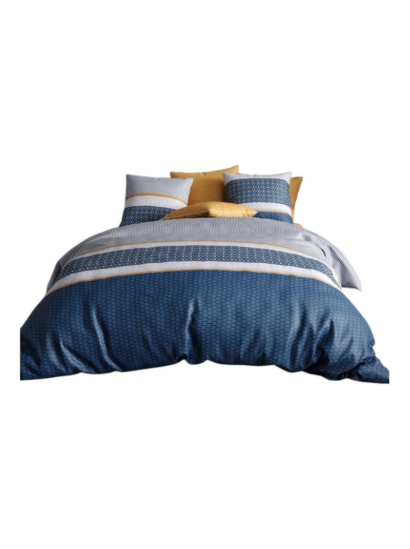 Housse de couette +  taies Collection Zante Bleu - Kiabi
