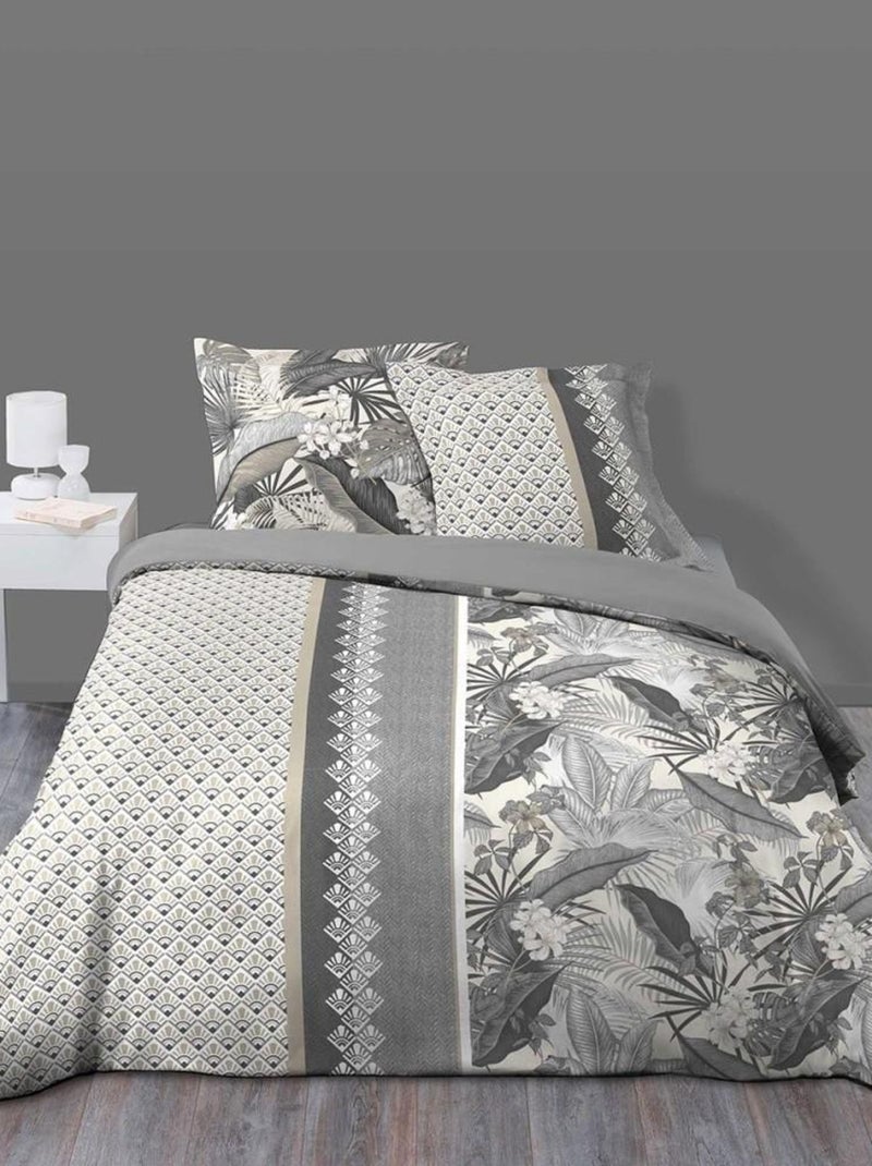Housse de couette  + taie(s) Cyndelle coton 57 fils Gris - Kiabi