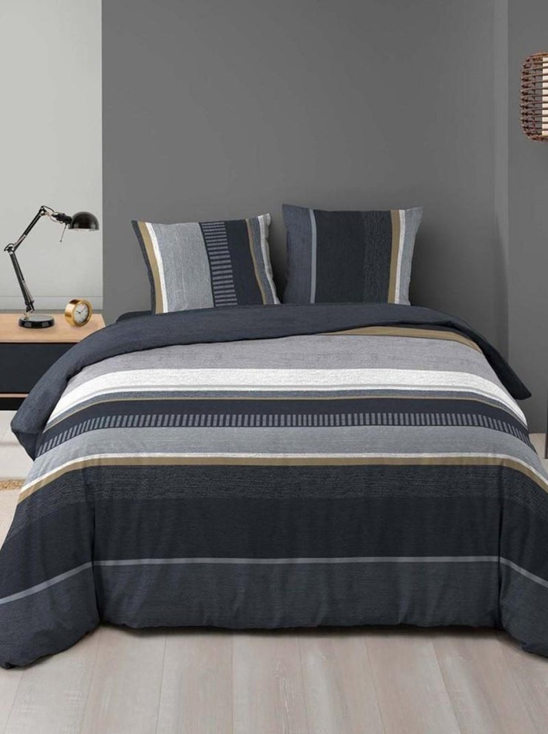 Housse de couette  + taie(s) Eliot polyester microfibre flanelle Gris - Kiabi