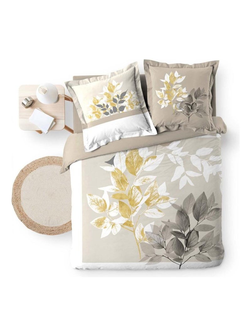 Housse de couette  + taie(s) Enora coton 42 fils Beige - Kiabi