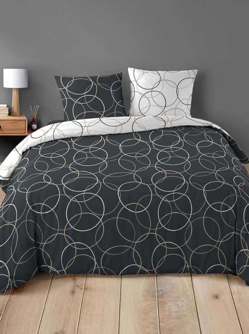 Housse de couette  + taie(s) Felix coton 42 fils Gris - Kiabi