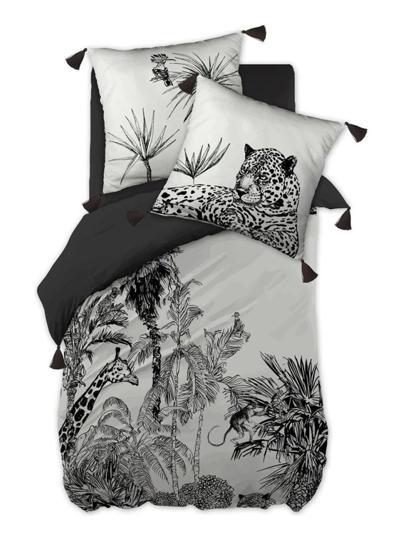 Housse de couette  + taie(s) Forêt vierge coton 57 fils Noir - Kiabi