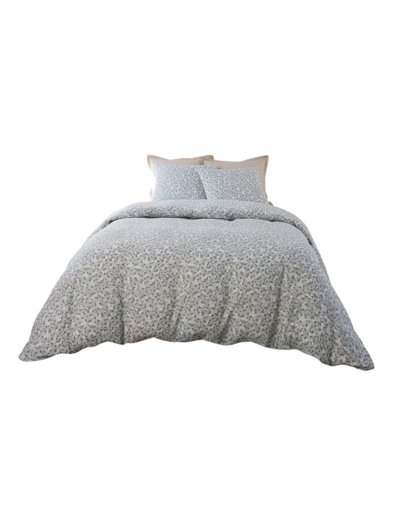 Housse de couette + taies gaze de coton 220 x 240 cm Edane Gris clair - Kiabi