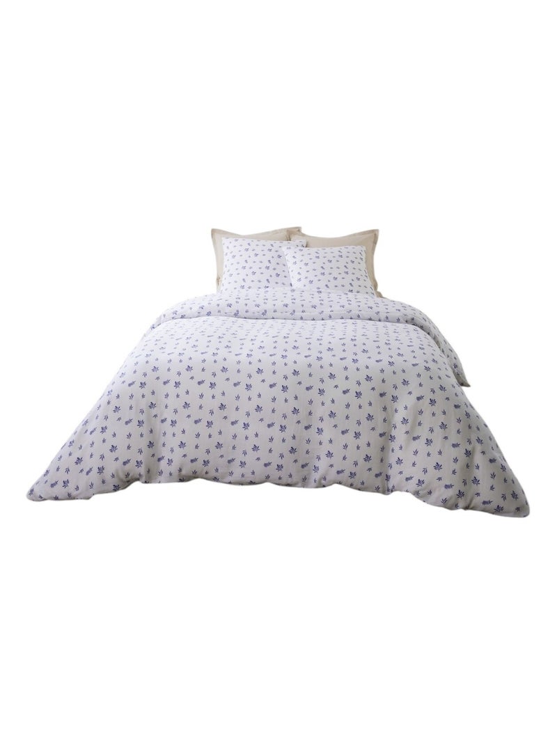 Housse de couette + taies gaze de coton 220 x 240 cm Loucas Blanc - Kiabi