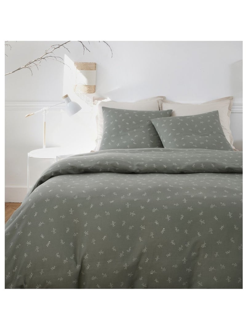 Housse de couette + taies gaze de coton Celestine Vert - Kiabi