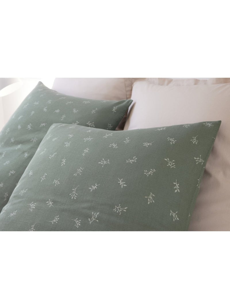 Housse de couette + taies gaze de coton Celestine Vert - Kiabi