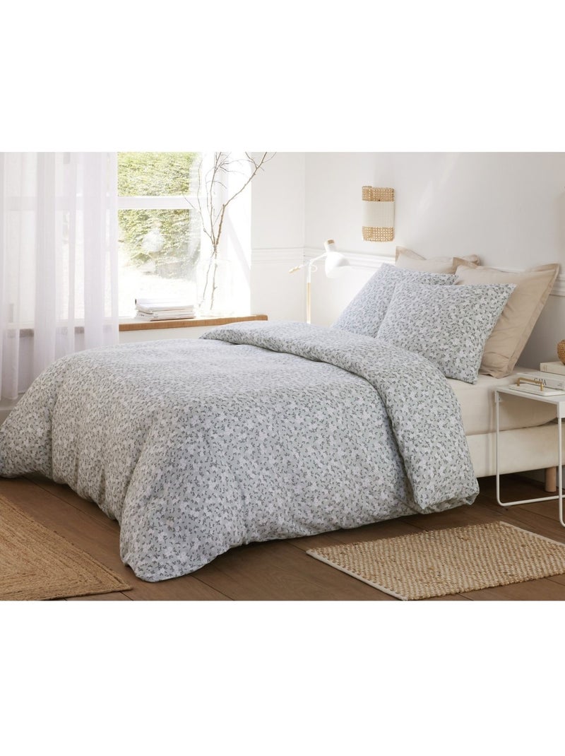 Housse de couette + taies gaze de coton Edane Gris clair - Kiabi
