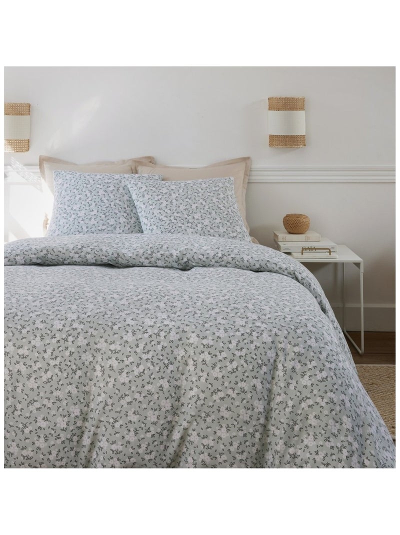 Housse de couette + taies gaze de coton Edane Gris clair - Kiabi