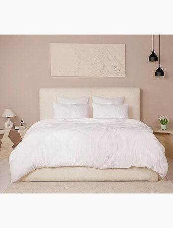 Housse de couette + taies gaze de coton lave Douceur