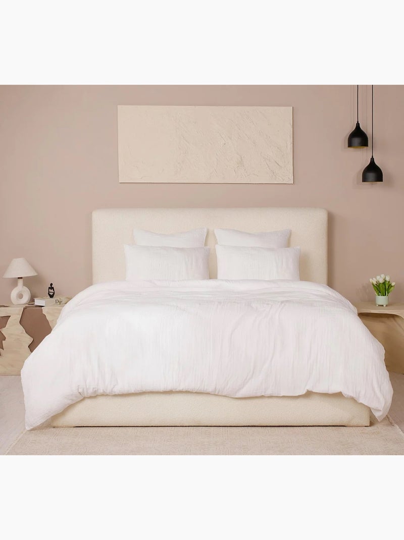 Housse de couette + taies gaze de coton lave Douceur Blanc - Kiabi