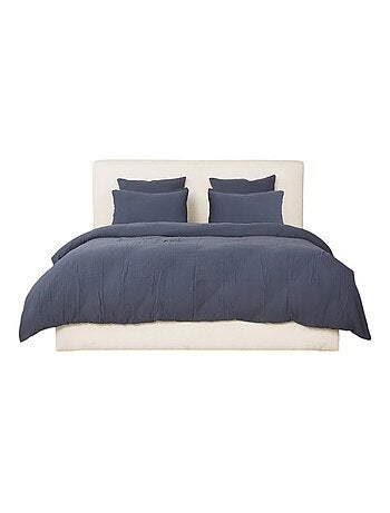 Housse de couette + taies gaze de coton lave Douceur
