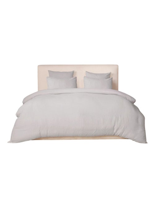 Housse de couette + taies gaze de coton lave Douceur - Kiabi