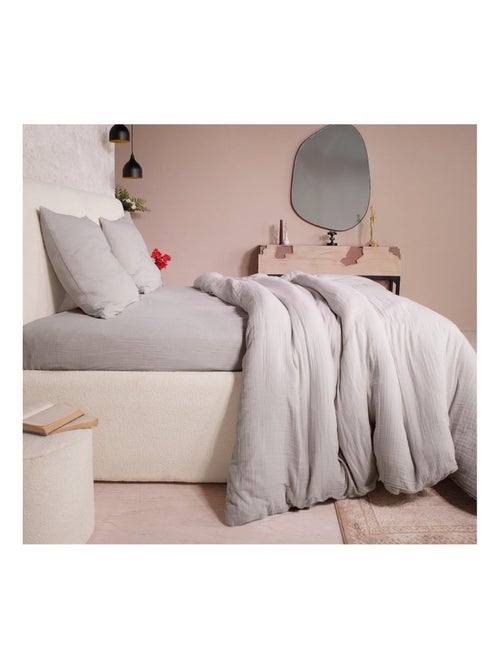 Housse de couette + taies gaze de coton lave Douceur - Kiabi