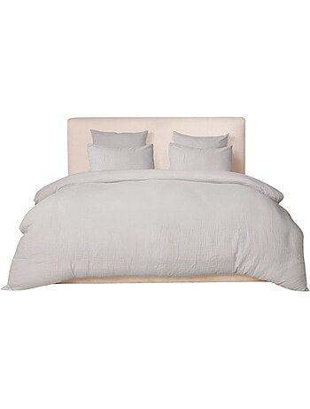 Housse de couette + taies gaze de coton lave Douceur