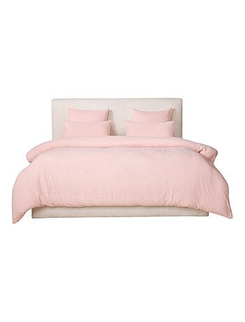 Housse de couette + taies gaze de coton lave Douceur