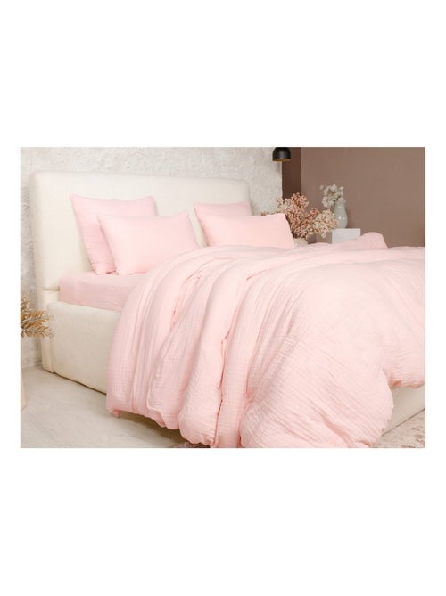Housse de couette + taies gaze de coton lave Douceur - Kiabi Housse de couette + taies gaze de coton lave Douceur - Kiabi