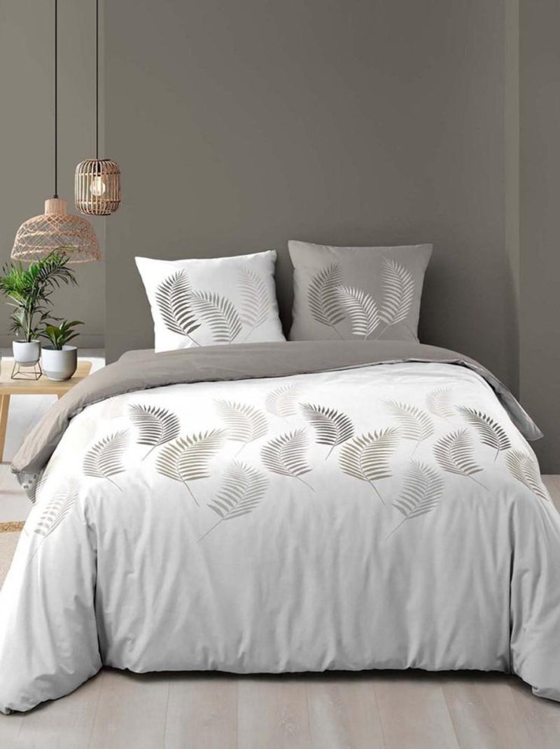 Housse de couette  + taie(s) Goyave coton 57 fils Gris - Kiabi