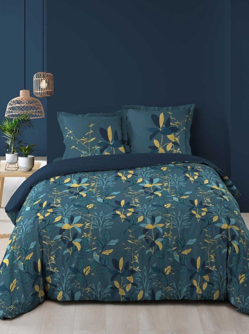 Housse de couette  + taie(s) Graminella coton 57 fils Bleu - Kiabi