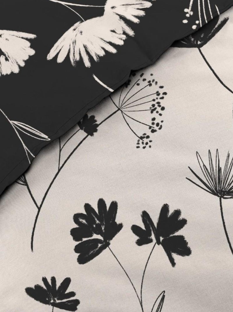 Housse de couette  + taie(s) IRIS coton percale 78 fils Noir - Kiabi