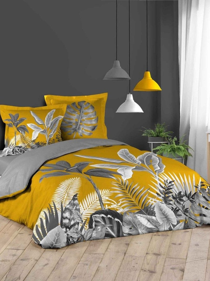 Housse de couette  + taie(s) Isibelle coton Jaune - Kiabi