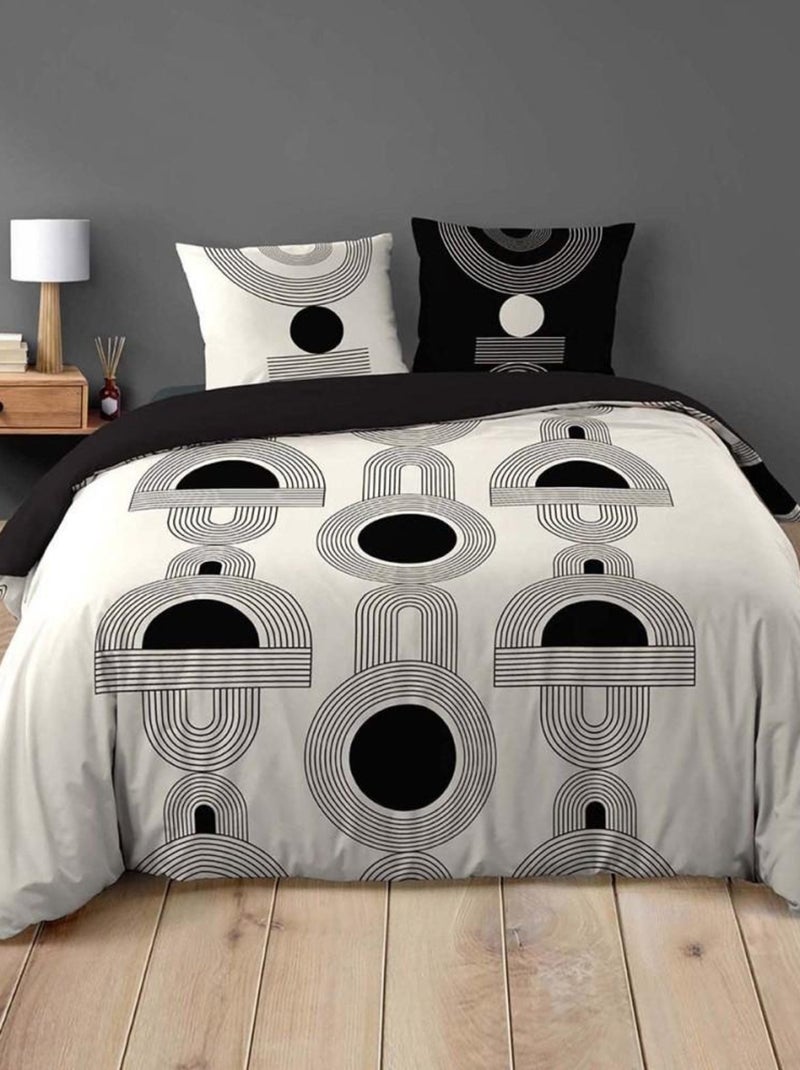 Housse de couette  + taie(s) Madox coton 42 fils Noir - Kiabi