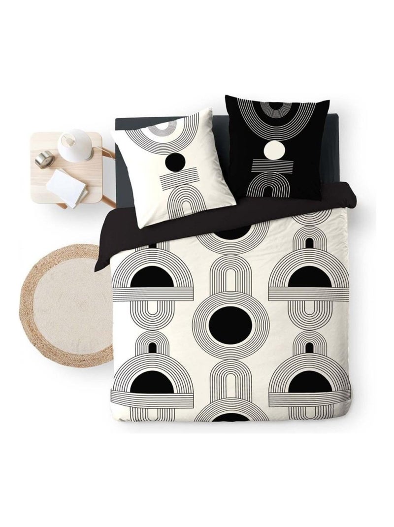Housse de couette  + taie(s) Madox coton 42 fils Noir - Kiabi